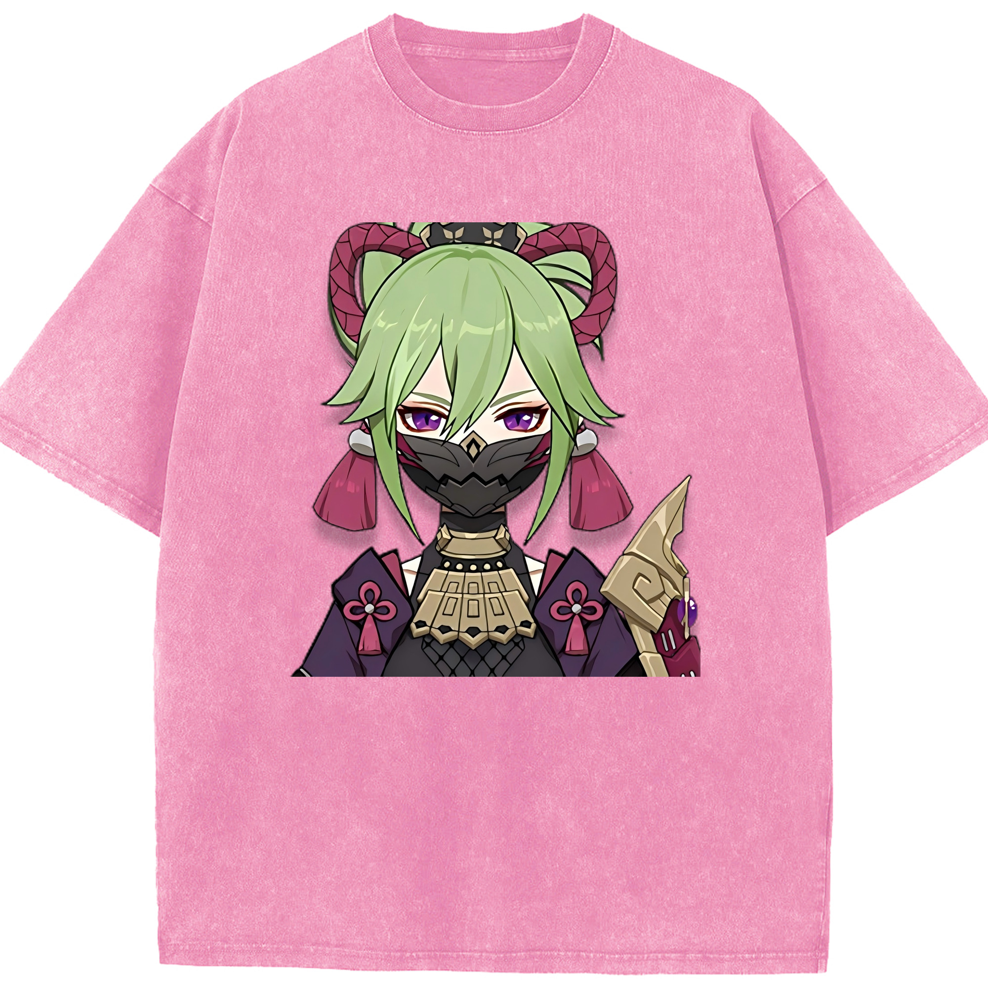 げんし神  久岐忍 くき しのぶ genshin Kuki Shinobu 綿100% ヴィンテージ風 半袖Tシャツ（フロントプリント）